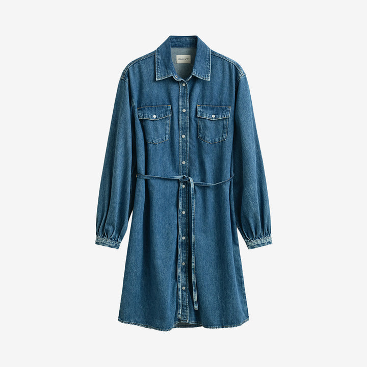 DENIM VOLUME SLEEVE SHIRT DRESS