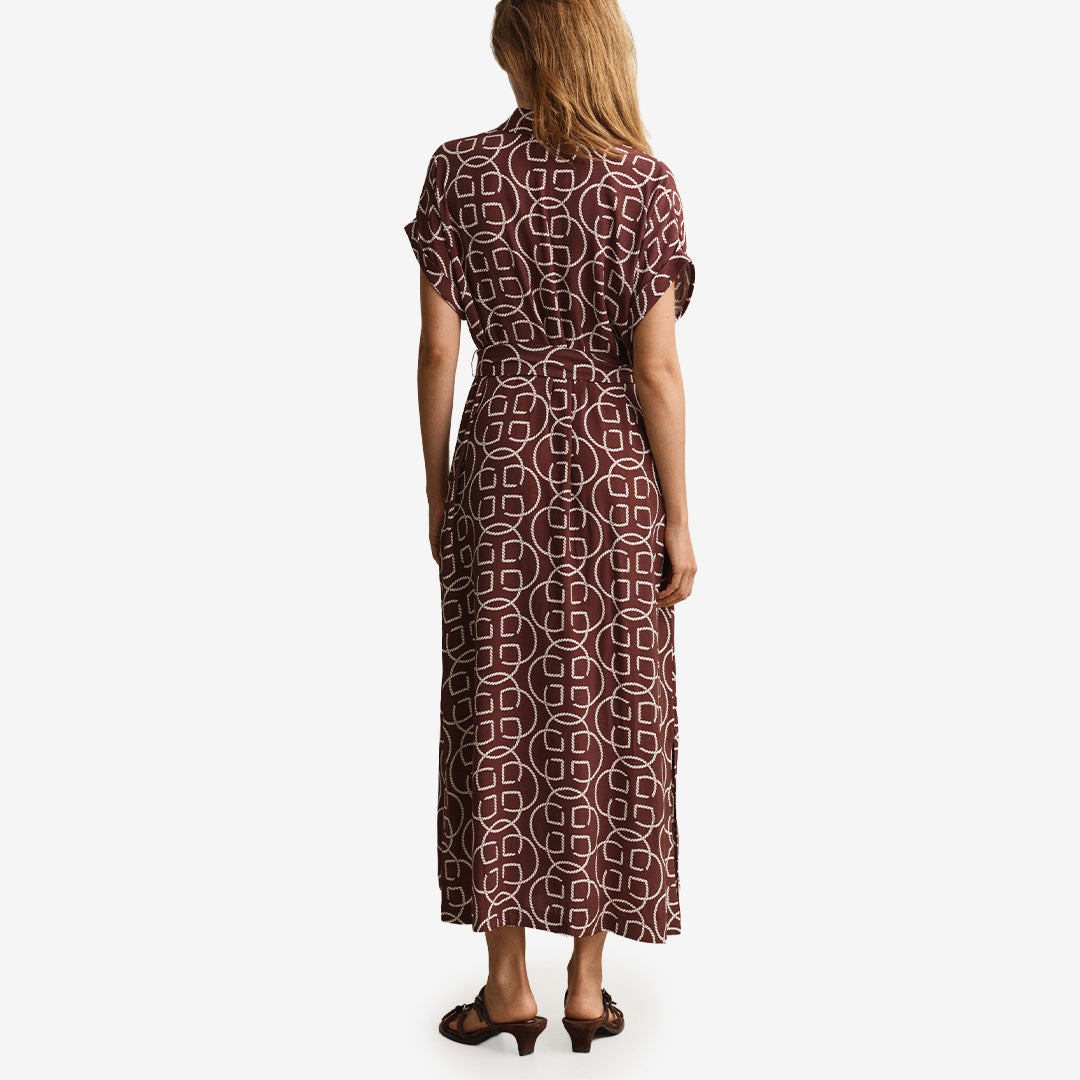 MONOGRAM PRINT CAP SLEEVE DRESS