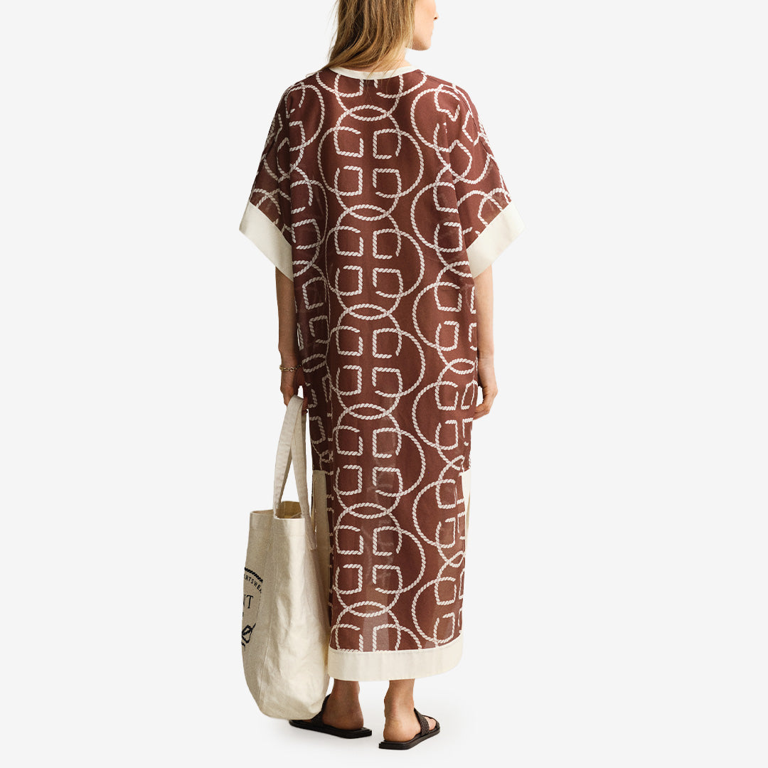 MONOGRAM PRINT CTN SILK CAFTAN