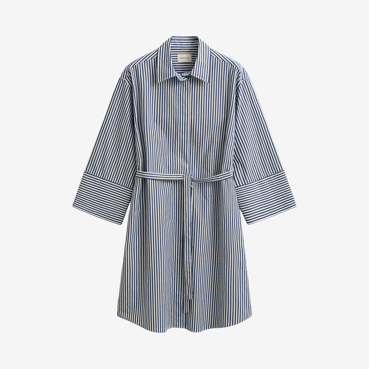 STRIPE POPLIN BELTED SHIRT DRESS