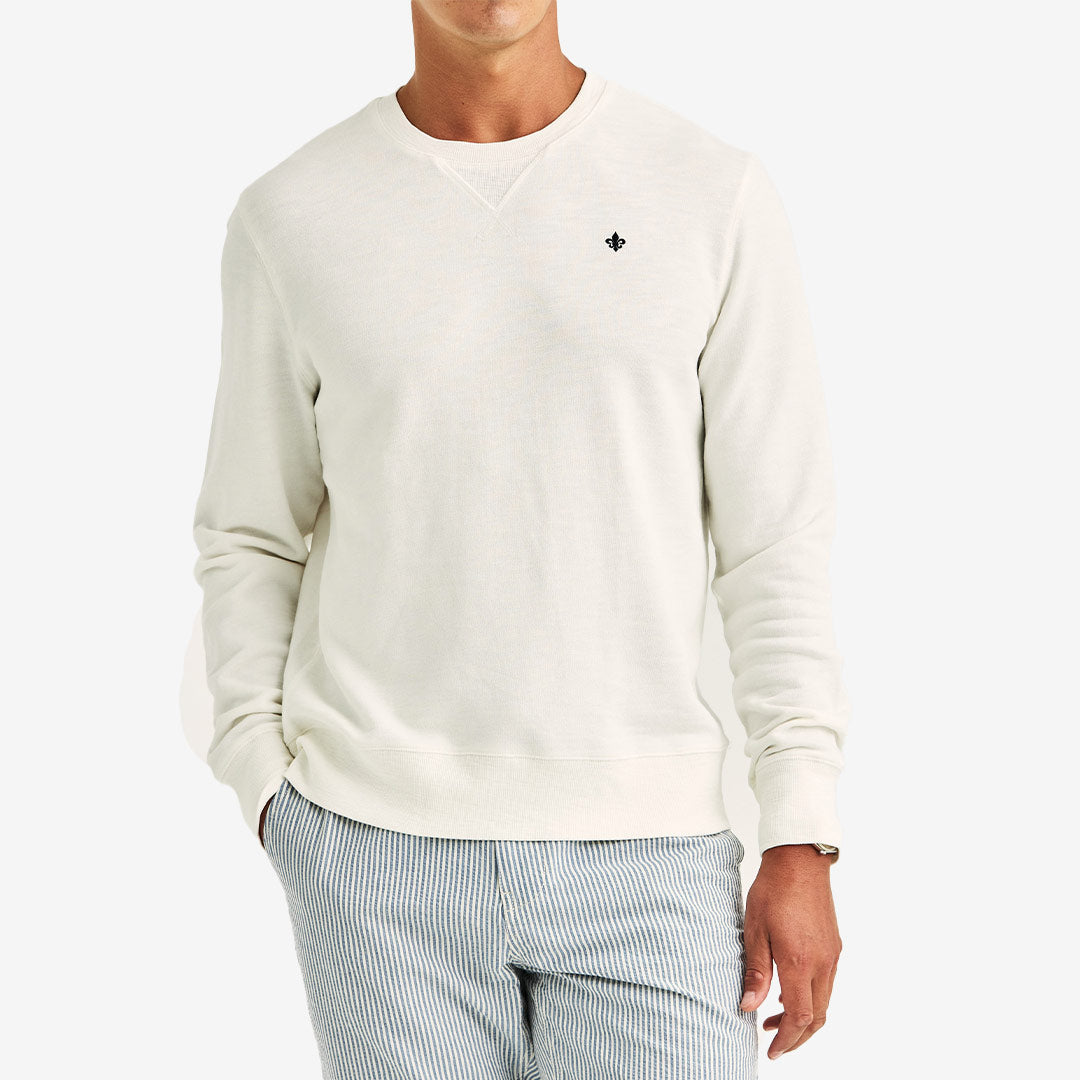 Morris Watson Slub Sweatshirt Off White herr i bomull