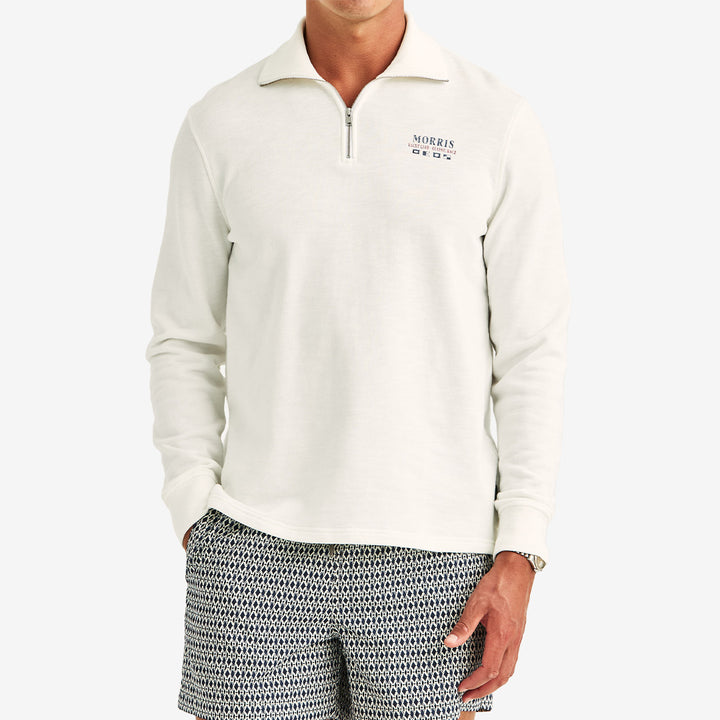 Morris Northcott Slub Half Zip off white herrtröja i bomull