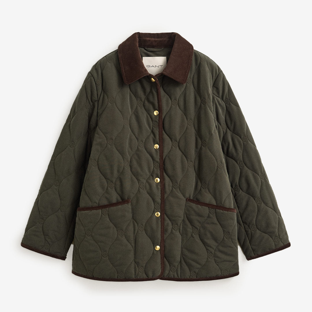 GANT Monogram Quilted Jacket dam Dark Moss Green 4700434