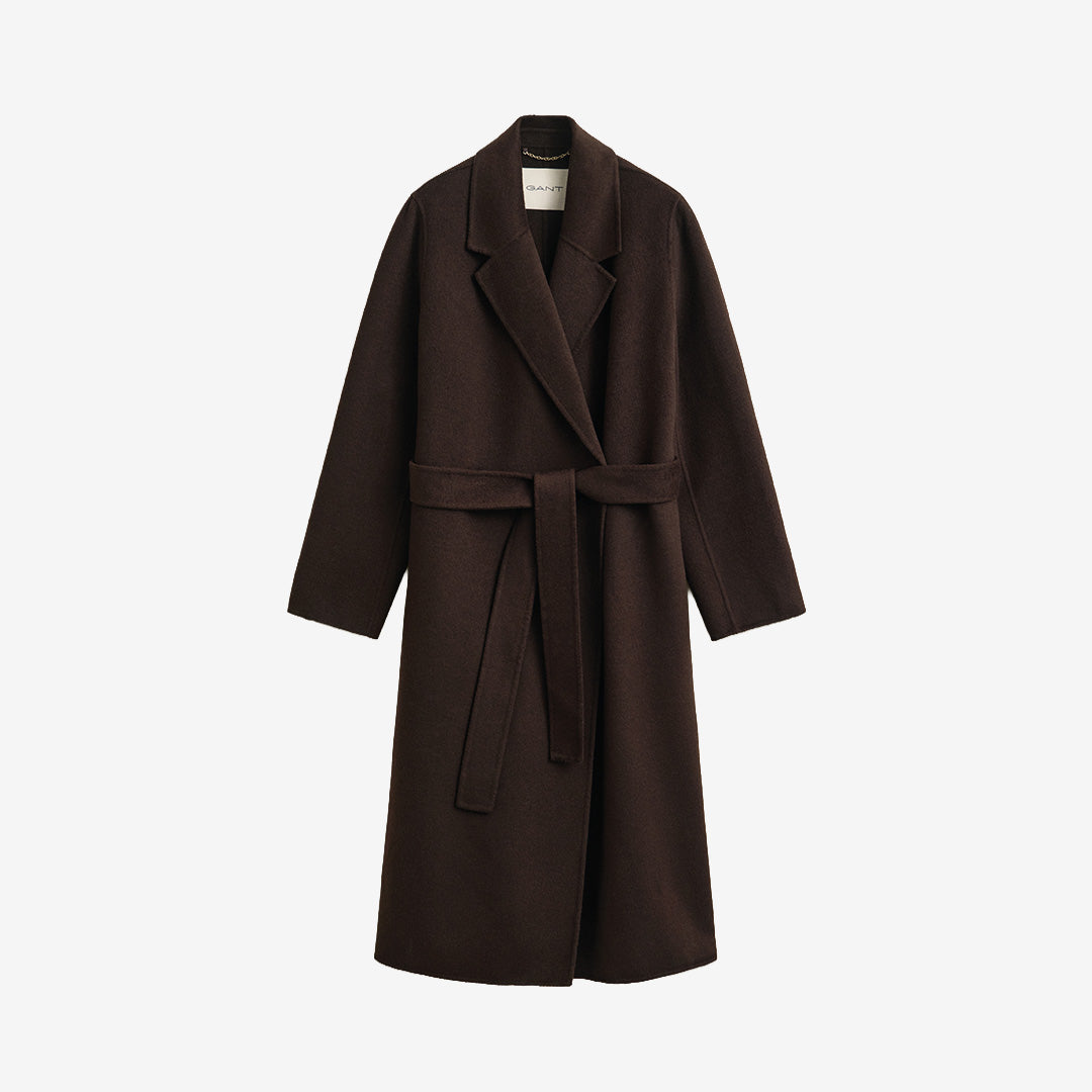 Gant Handstitched Belted Coat 4751178 i Deep Brown med bälte och knälängd för dam