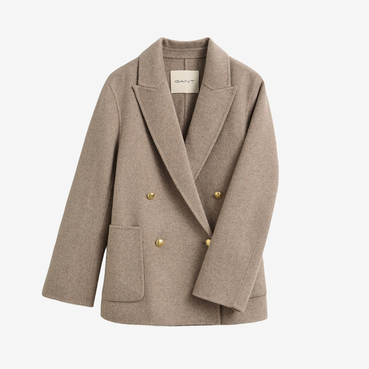 Gant Classic Handstitched Club Blazer 4770364 i Mist Taupe med dubbelknäppning och spetsiga slag för dam