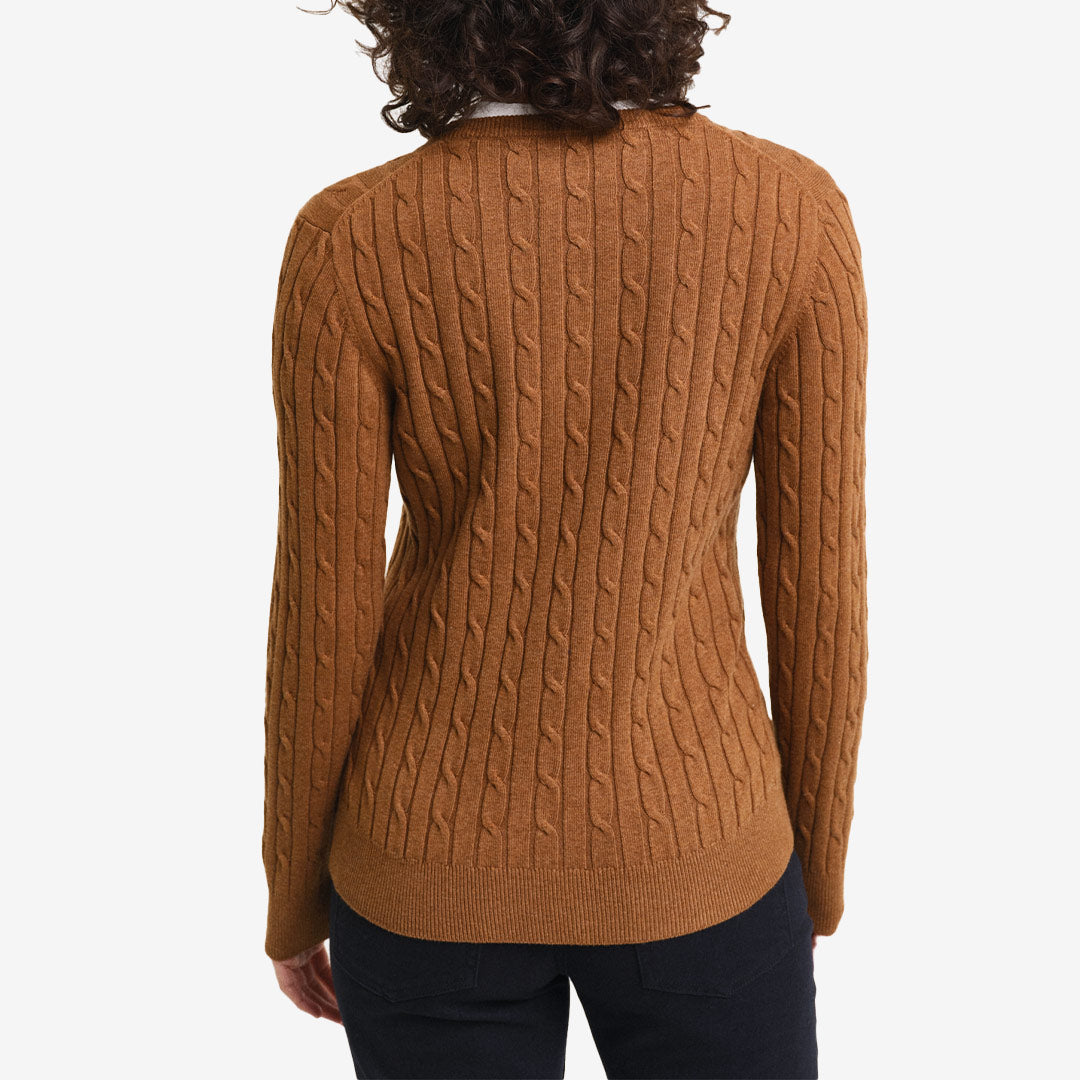 STRETCH COTTON CABLE C-NECK