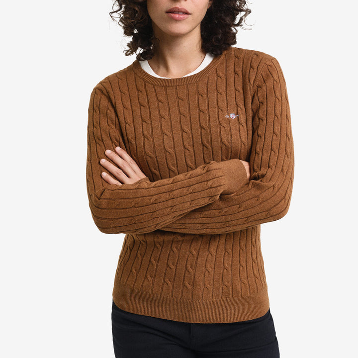 STRETCH COTTON CABLE C-NECK