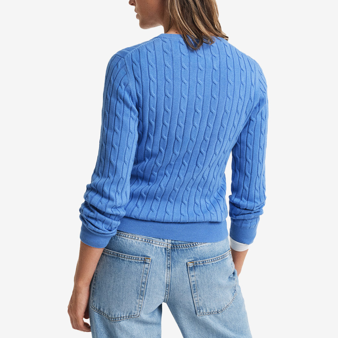 STRETCH COTTON CABLE C-NECK