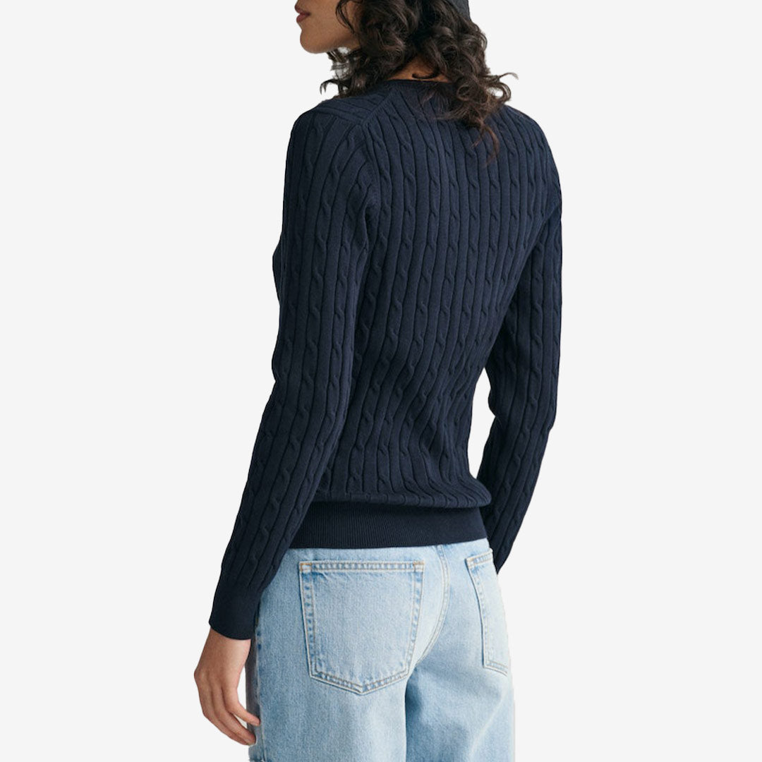 STRETCH COTTON CABLE C-NECK