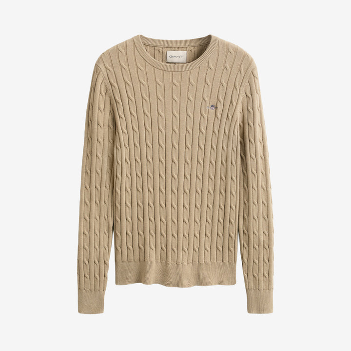 STRETCH COTTON CABLE C-NECK