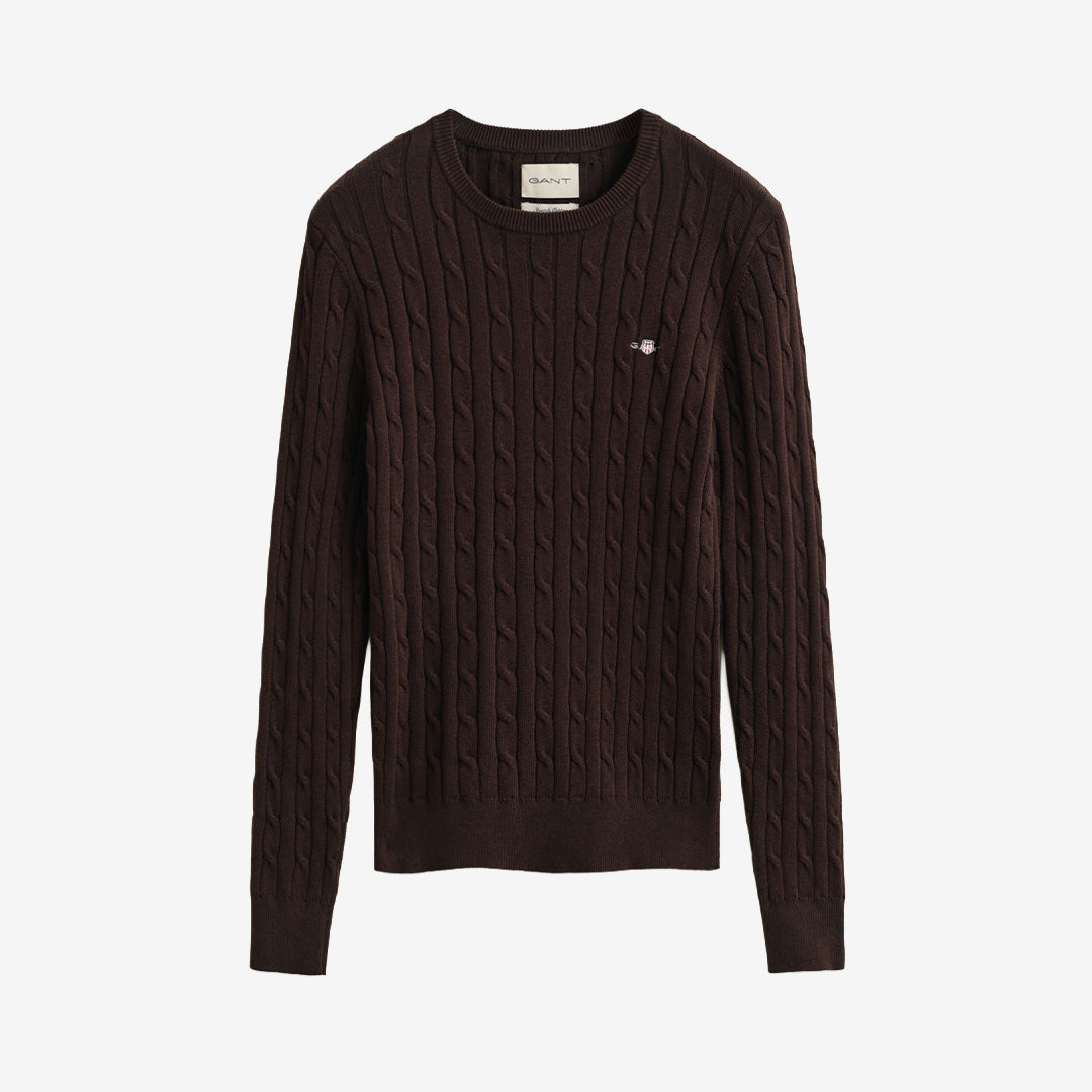 STRETCH COTTON CABLE C-NECK
