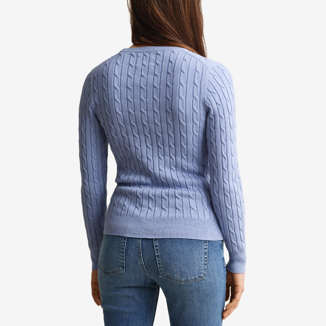 STRETCH COTTON CABLE C-NECK