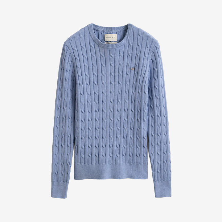 STRETCH COTTON CABLE C-NECK