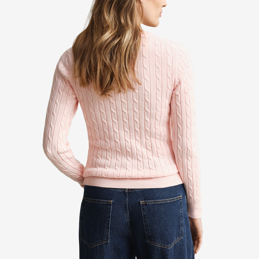 STRETCH COTTON CABLE C-NECK