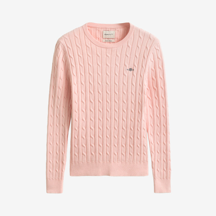 STRETCH COTTON CABLE C-NECK