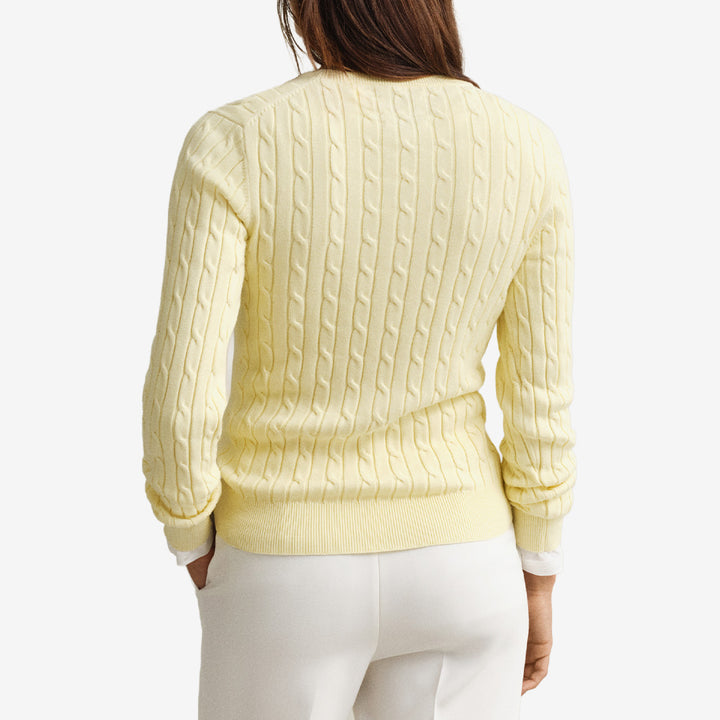 STRETCH COTTON CABLE C-NECK