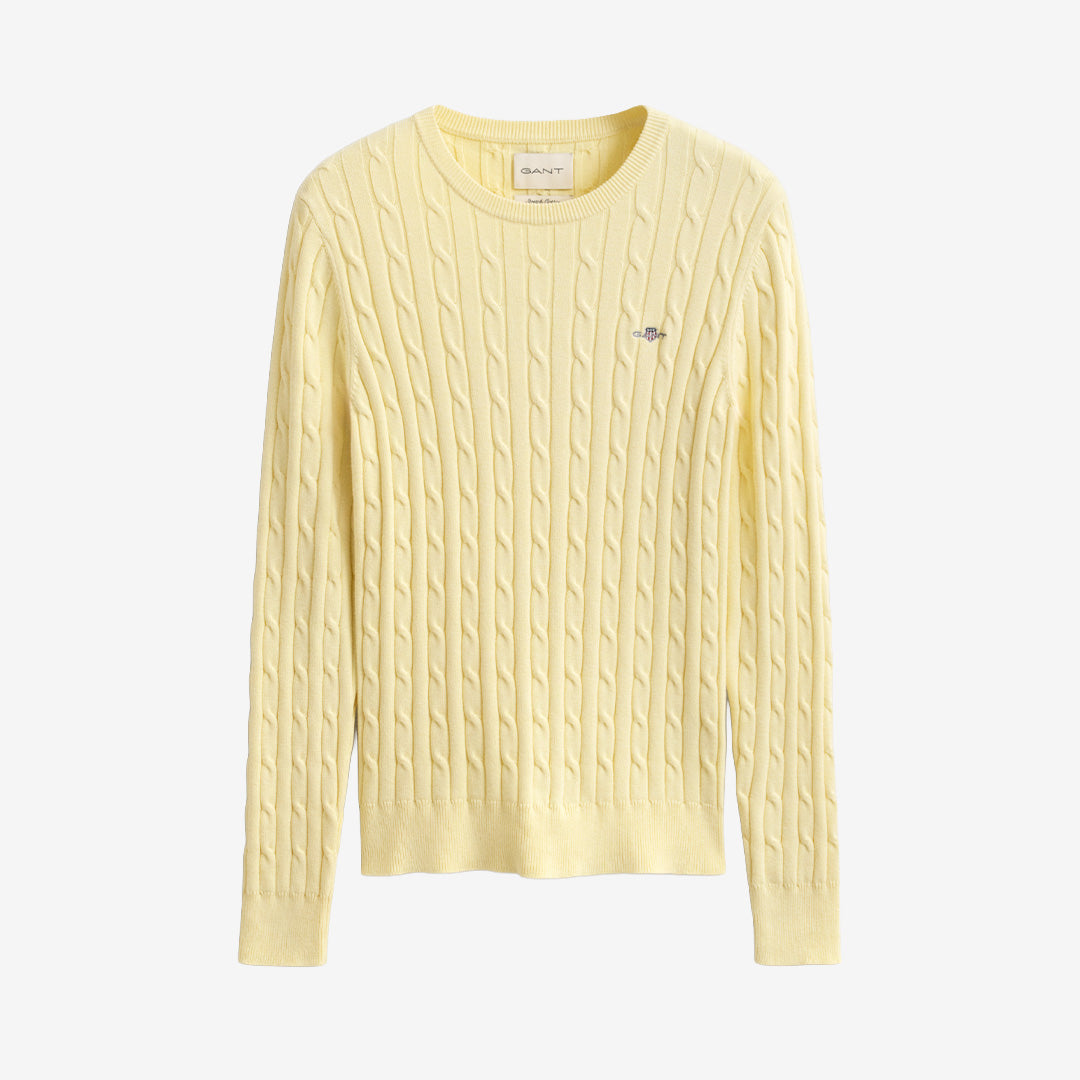 STRETCH COTTON CABLE C-NECK