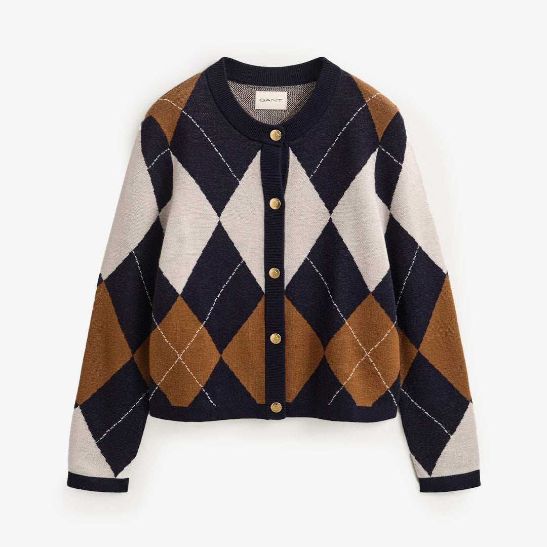 GANT Argyle C-Neck Cardigan dam Evening Blue 4802169