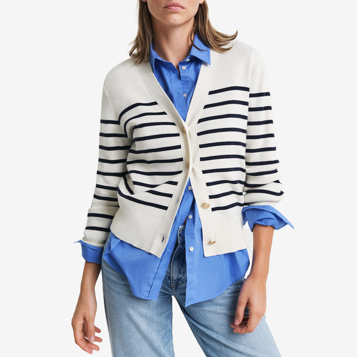 STRIPED COTTON CARDIGAN