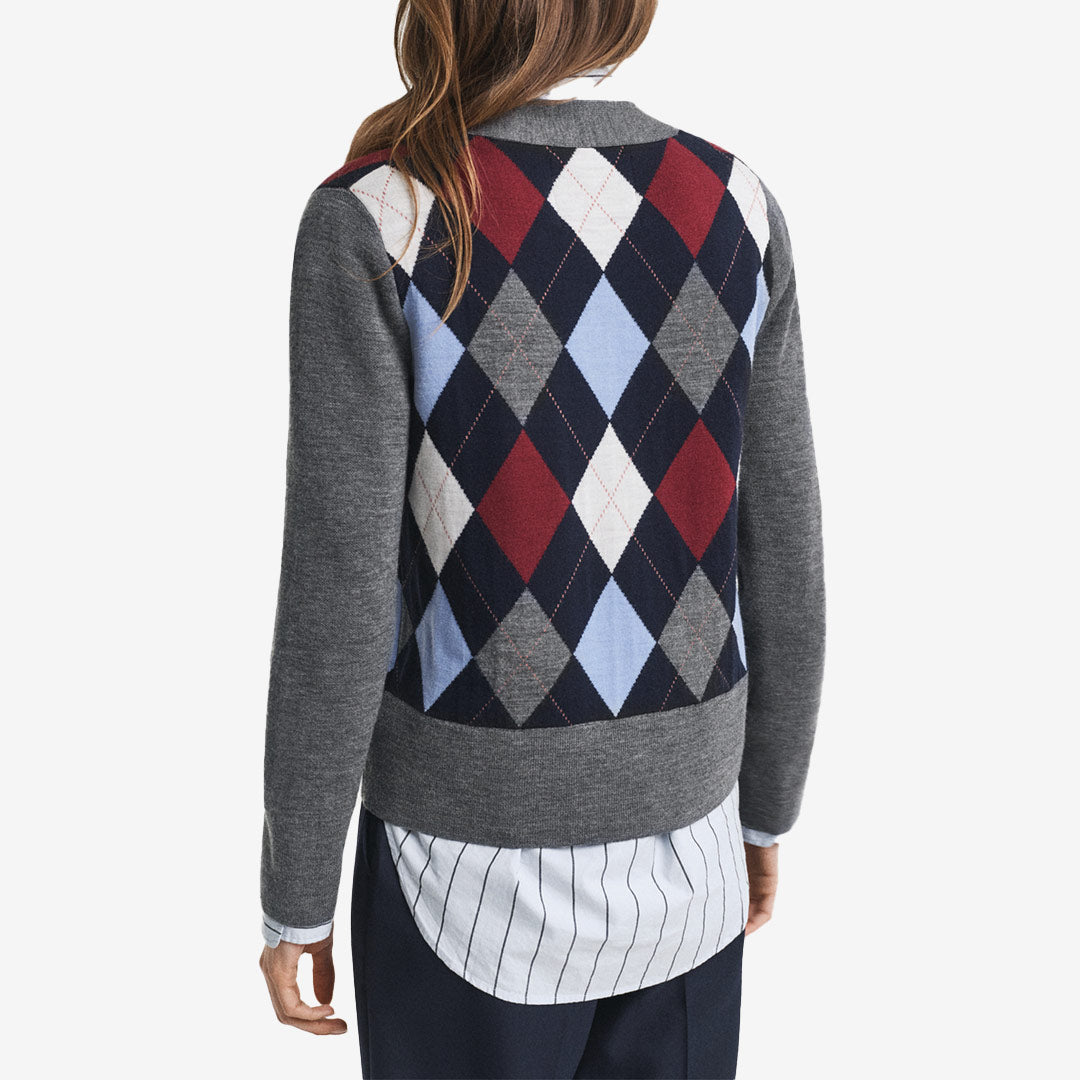 ARGYLE V-NECK CARDIGAN