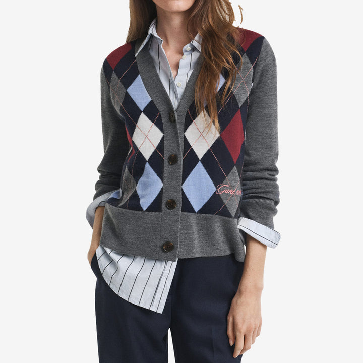 ARGYLE V-NECK CARDIGAN