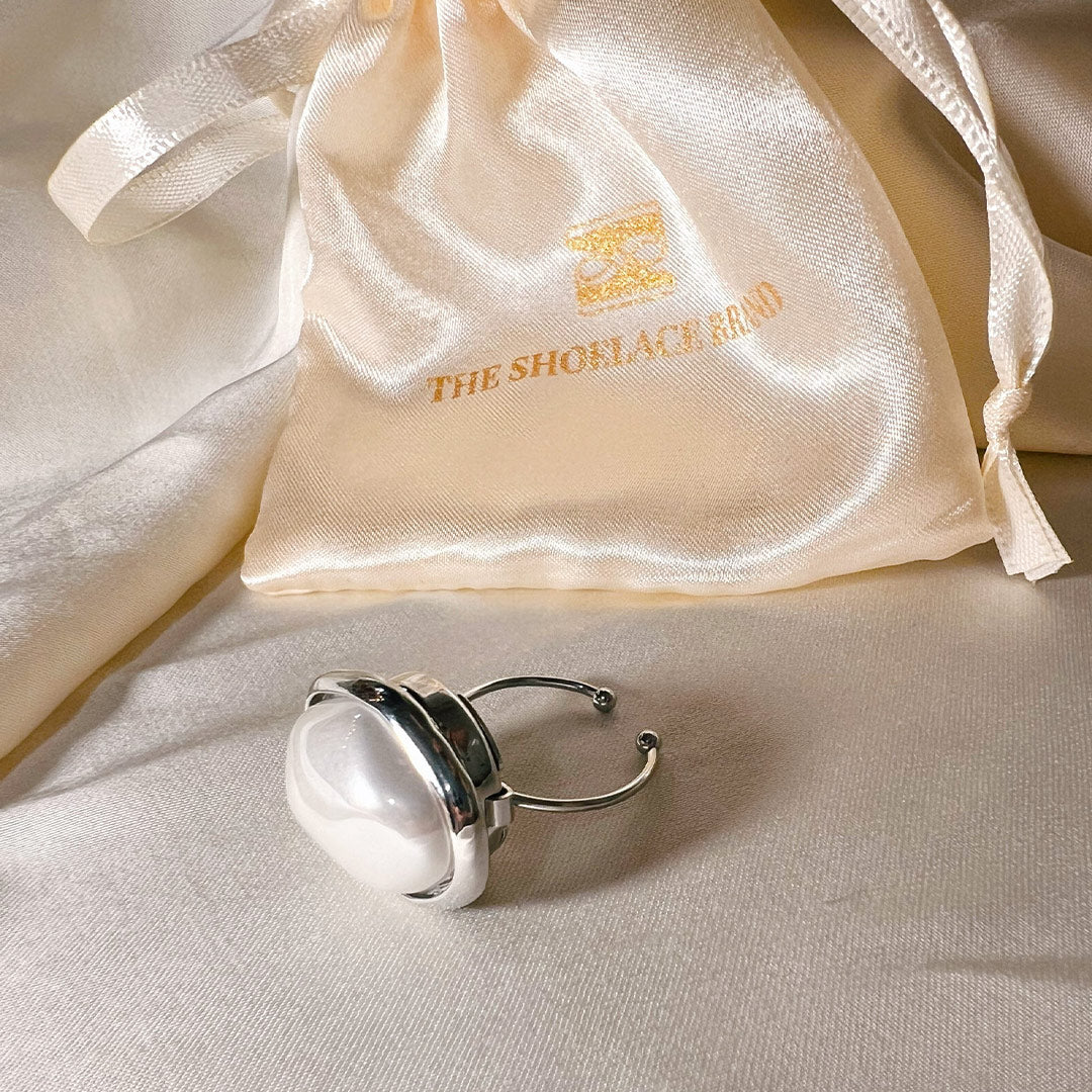 Silver Adjustable Ring – Button Base