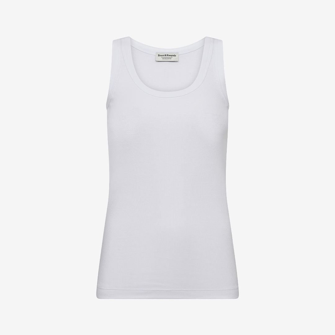 Charlotte Regular Fit Top i vitt – topp för dam i bomull med stretch och regular fit