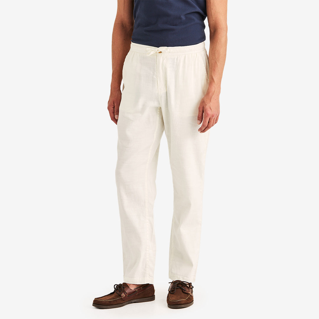 Morris Fenix Linen Trouser off white herrbyxa i bomull och linne med stretch