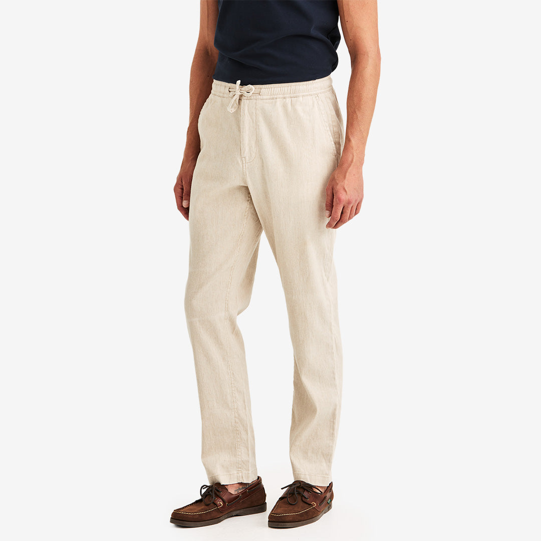 Morris Fenix Linen Trouser off white herrbyxa i bomull och linne med stretch