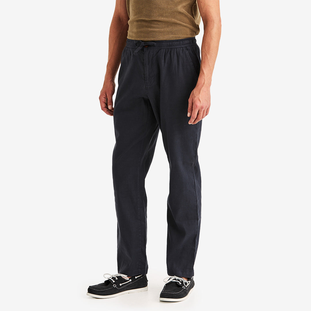 Morris Fenix Linen Trouser blå herrbyxa i bomull och linne med stretch