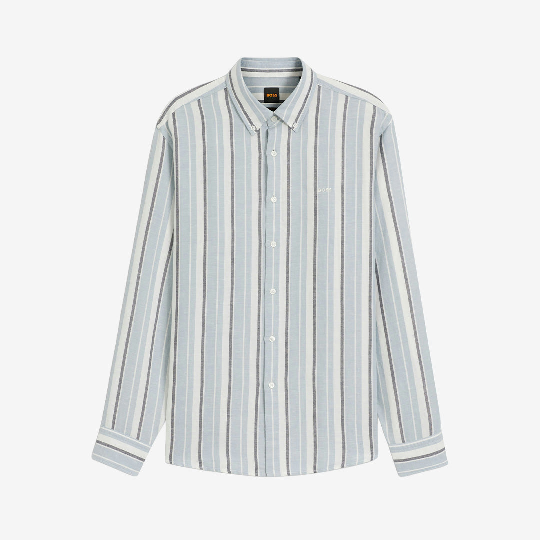 Ricoplus_M långärmad regular-fit skjorta från BOSS Men Orange i light blue med button-down krage och broderad logodetalj