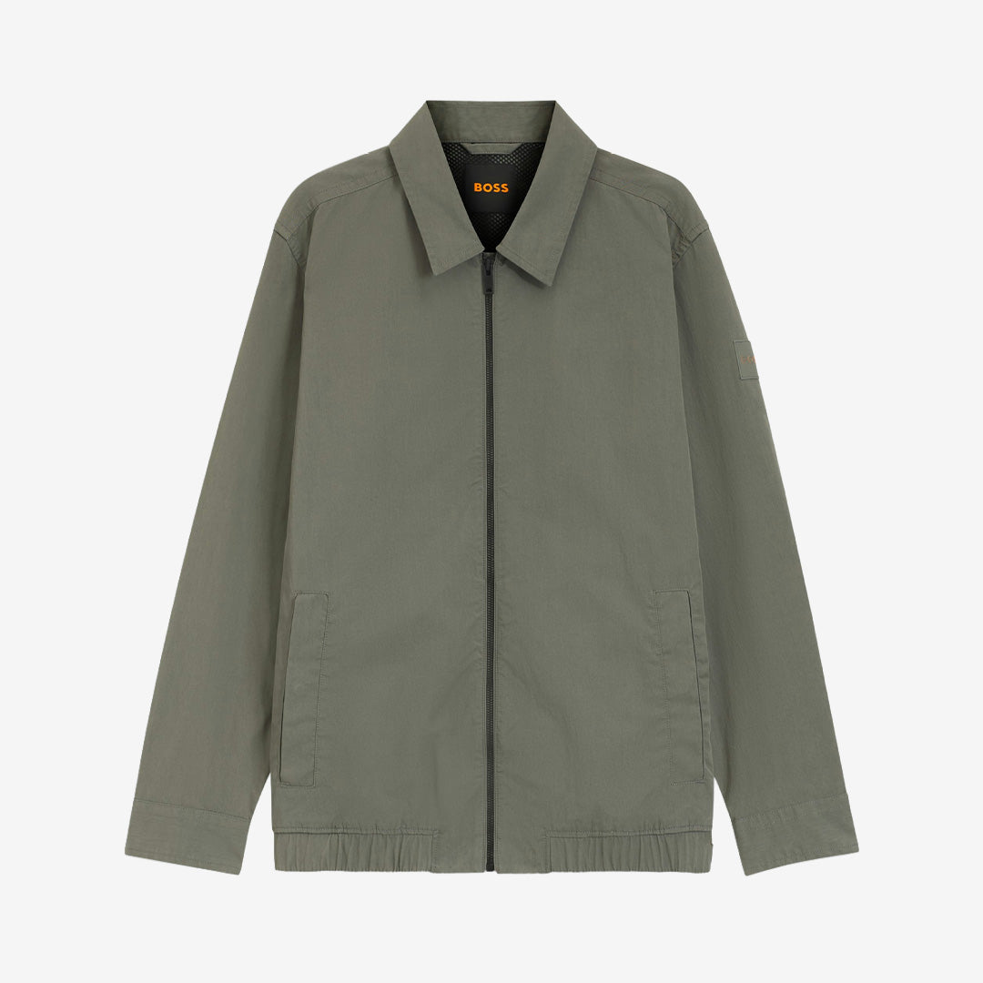 Loppo_M oversize-fit overshirt från BOSS Men Orange i open grey med zip-stängning och point collar