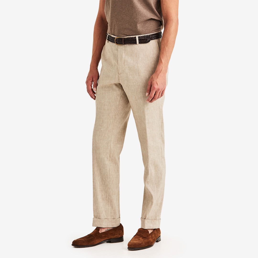 Morris Jack Linen Suit Trouser khaki herrkostymbyxa i linneblandning