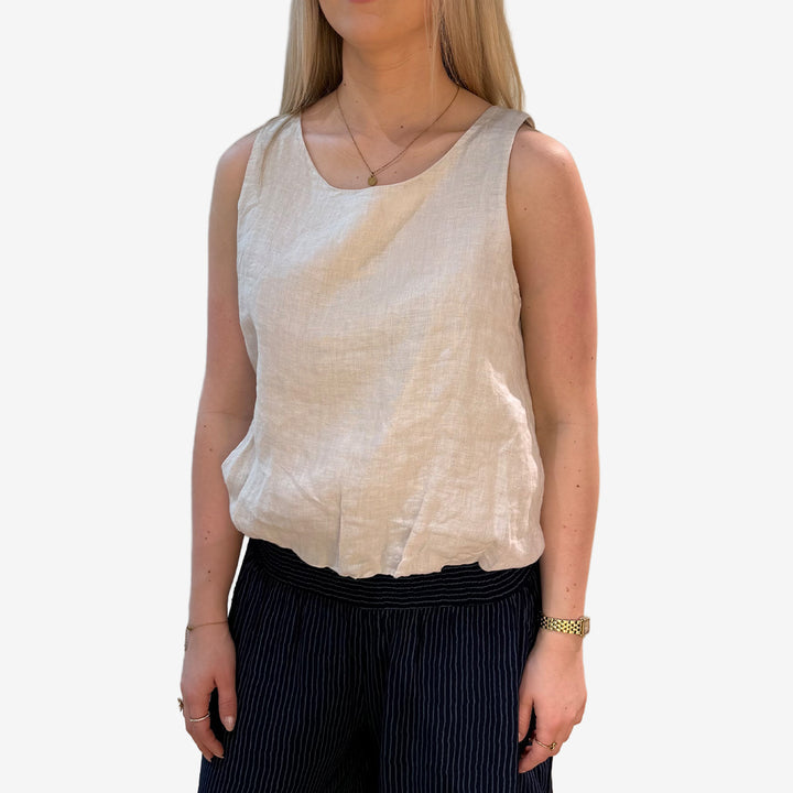 5553 topp linne i 100% lin i beige för dam