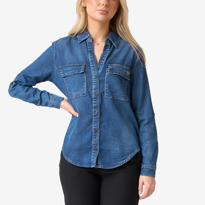 Jeansskjorta 60361-E i mjuk stretchdenim för dam