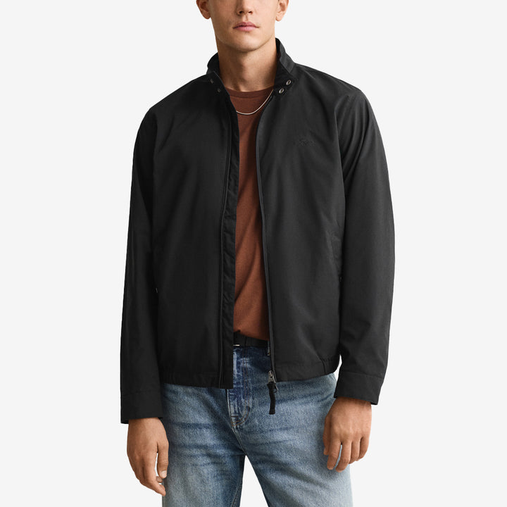 Gant Lightweight Harrington Jacket i Black med ståkrage, dragkedja och sidofickor