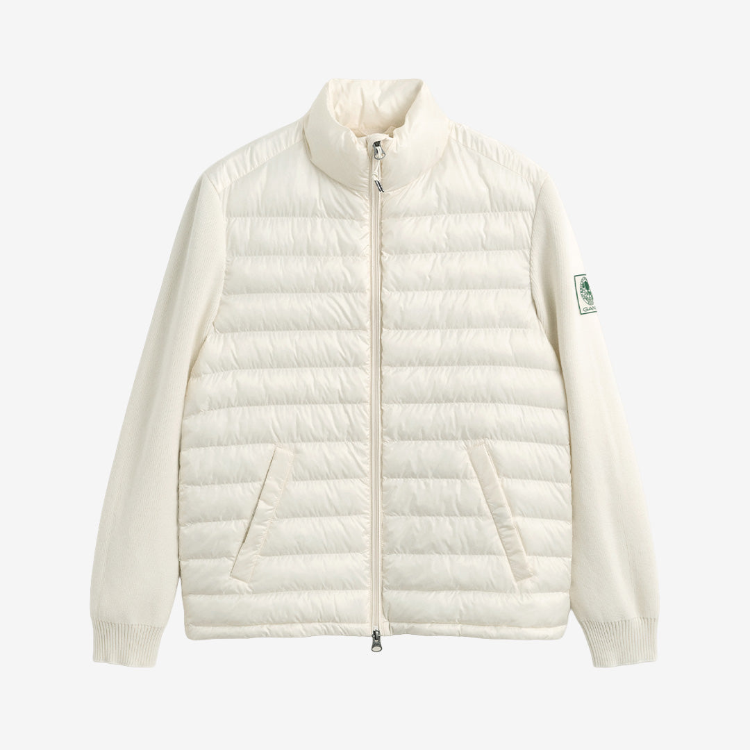Gant Båstad Tennis Mixed Media Jacket för herr i cream med ståkrage, hel dragkedja och stilren sportig design.