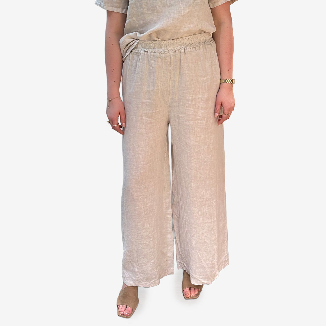 709 linnebyxa i 100% lin i beige för dam