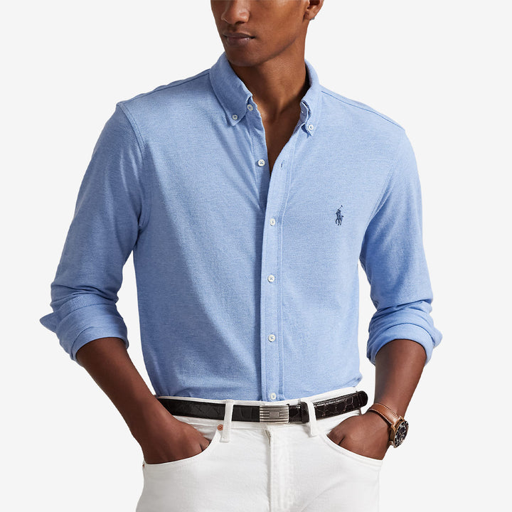 Polo Ralph Lauren långärmad button down skjorta herr i bomull - Ljusblå