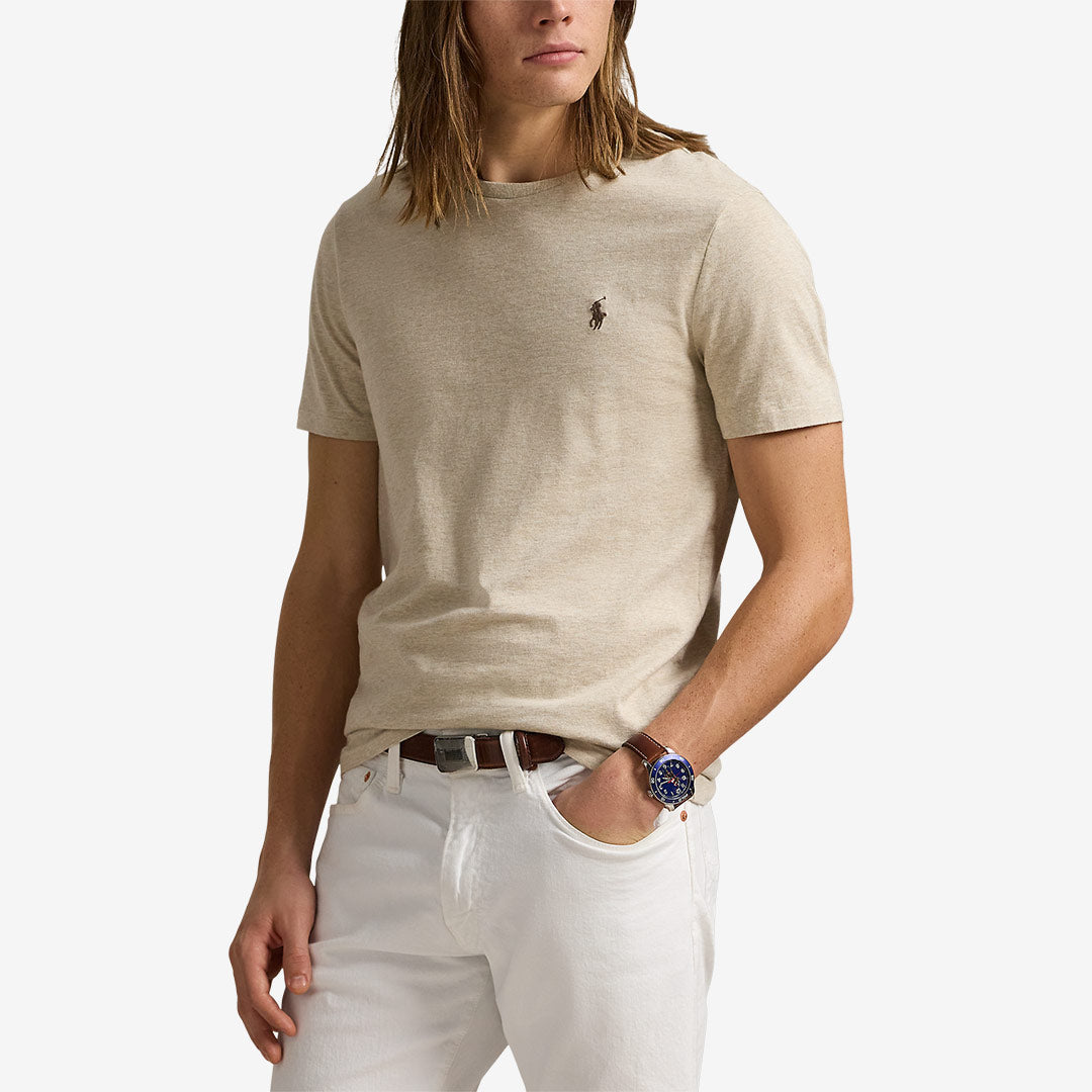 Polo Ralph Lauren t-shirt herr i bomull med broderad ponnylogotyp Beige