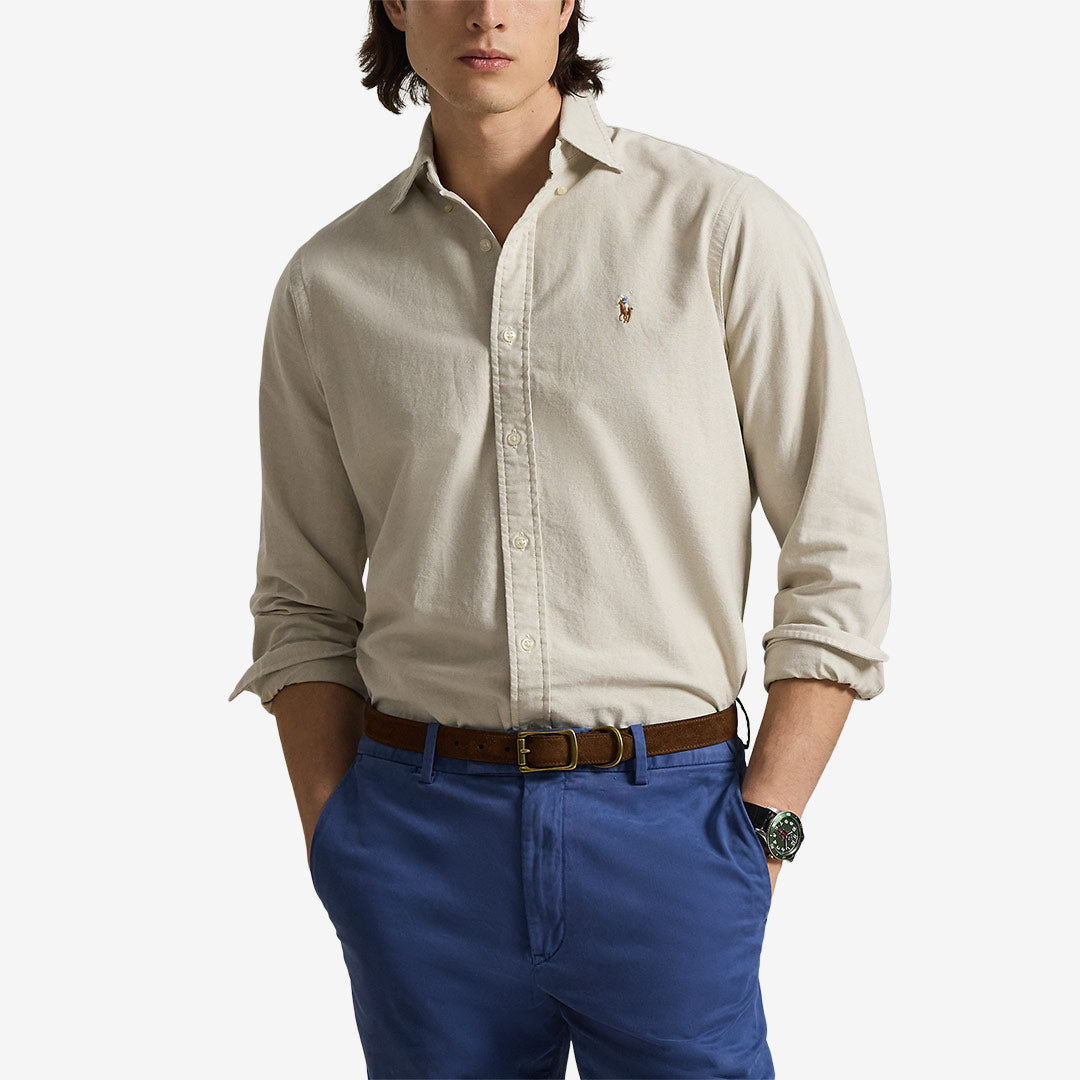 Polo Ralph Lauren oxfordskjorta herr Coastal Beige Custom Fit