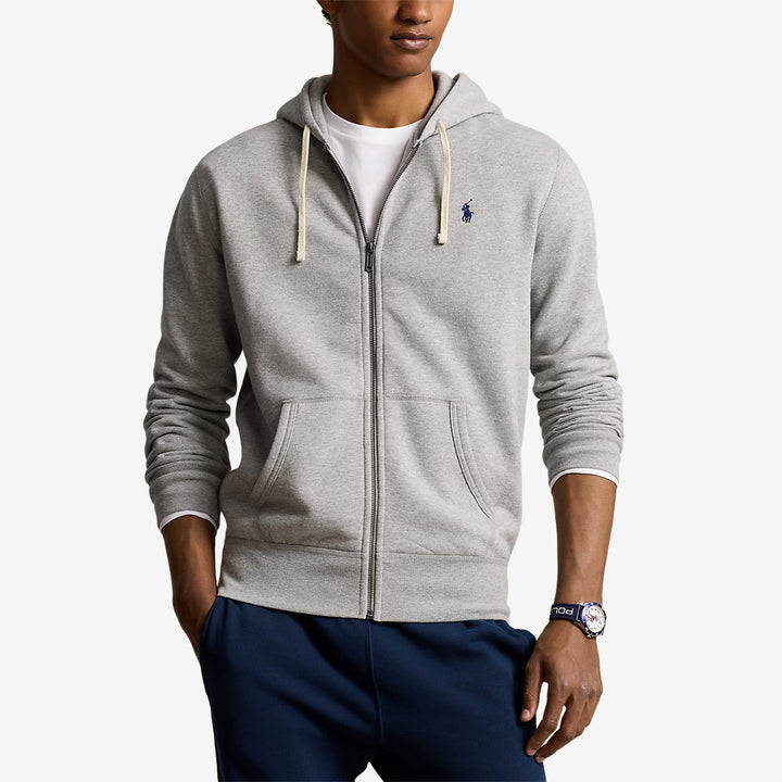 Polo Ralph Lauren stickad hoodie i färgen Grey med dragkedja och logotyp
