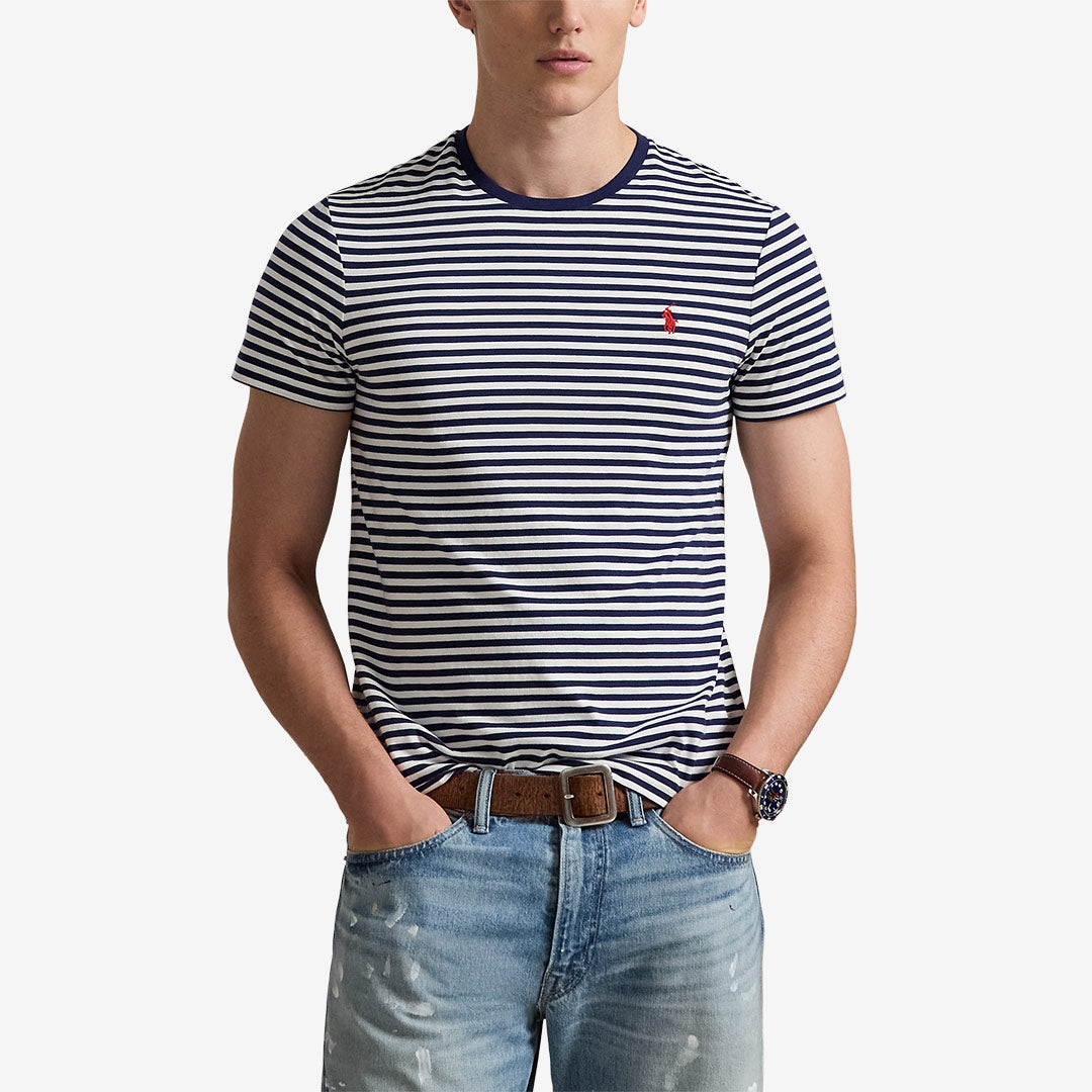 Polo Ralph Lauren t-shirt herr i Newport Navy och vitt med broderad logotyp