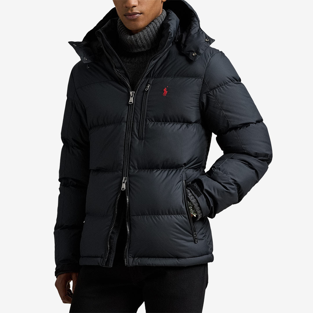 Ralph Lauren GRHM Bomber Jacket Black – svart dunjacka i ripstop med avtagbar huva och Pony-logga