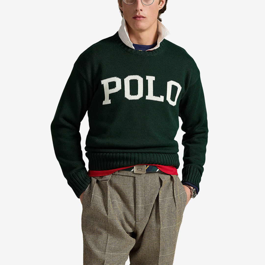 Ralph Lauren Big Fit Polo Logo Sweater – oversize bomullströja med Polo-blocklogo och Pony-logga