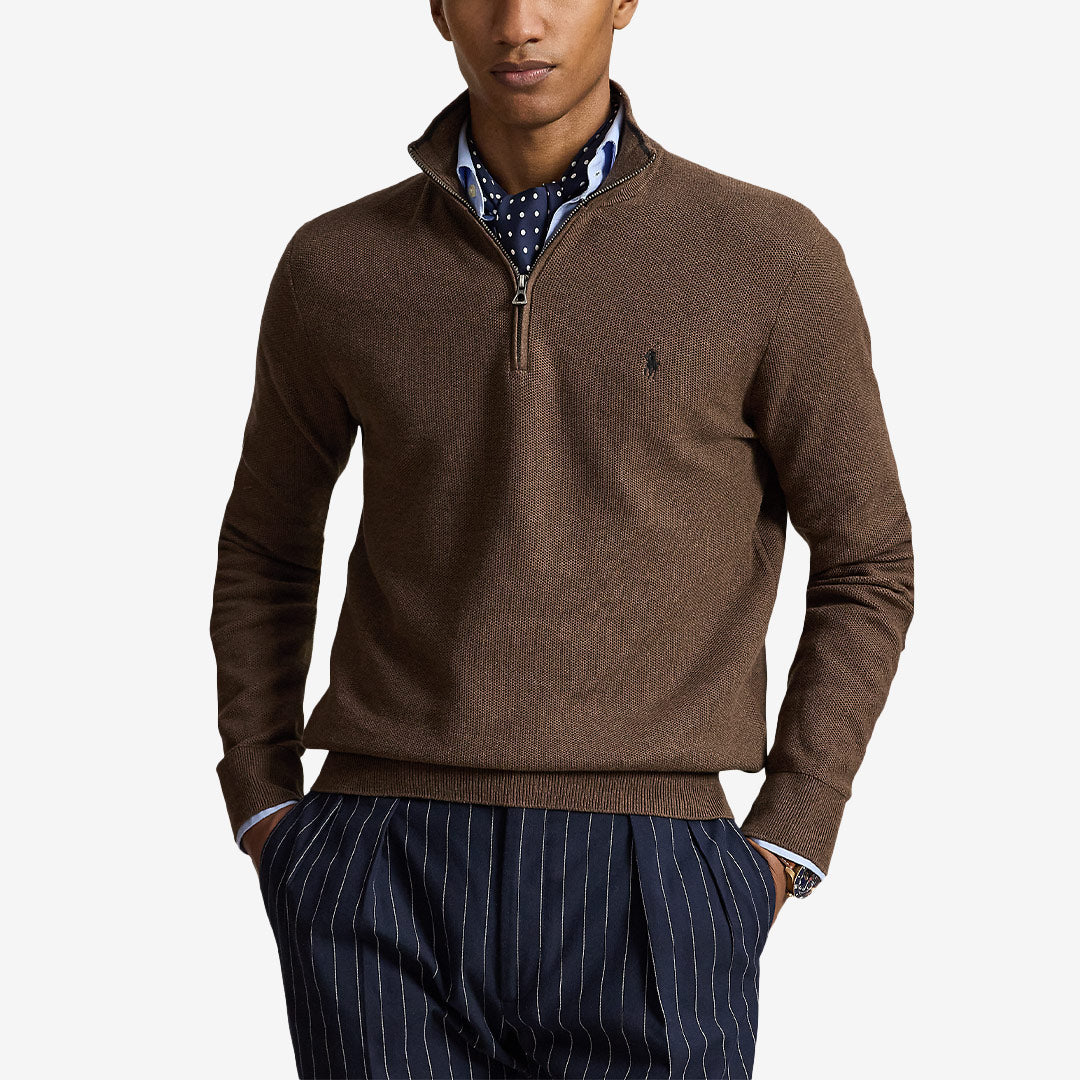 Polo Ralph Lauren half zip tröja herr Nutmeg Brown Hthr