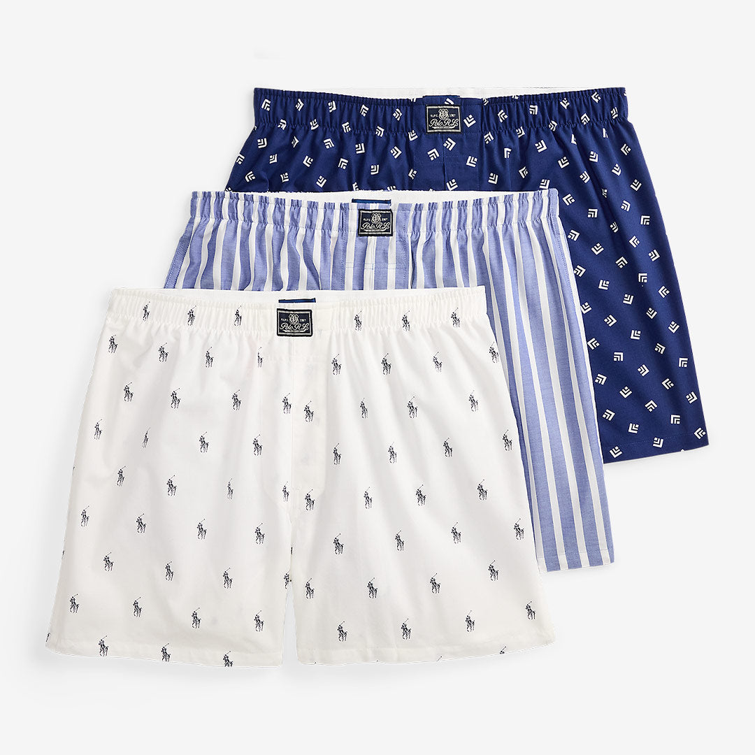 Open boxershorts 3-pack från Polo Ralph Lauren för herr i blå, marin och vit design.