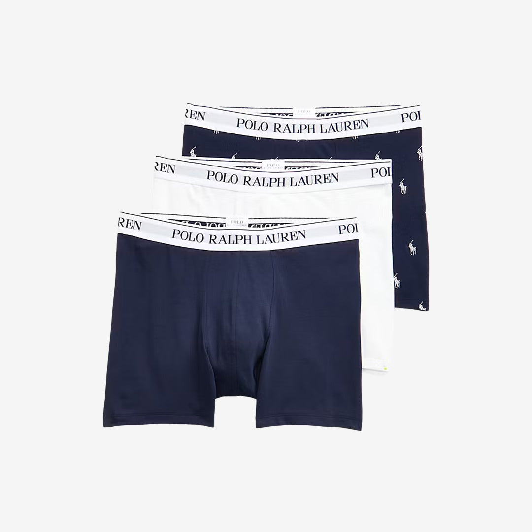 Polo Ralph Lauren Boxer Brief 3-pack i Navy och White, herrunderkläder i bomull och elastan