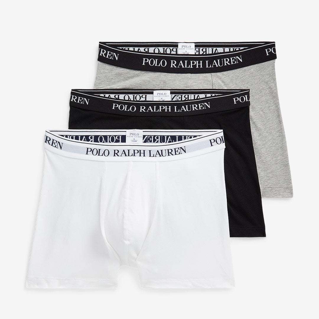 Boxer briefs 3-pack från Polo Ralph Lauren för herr med elastisk logomidja och stretch. Vit Grå Svart