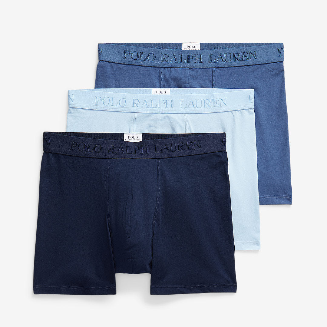 Boxer briefs 3-pack från Polo Ralph Lauren för herr med elastisk logomidja och stretch.- Tre Nyanser av blå